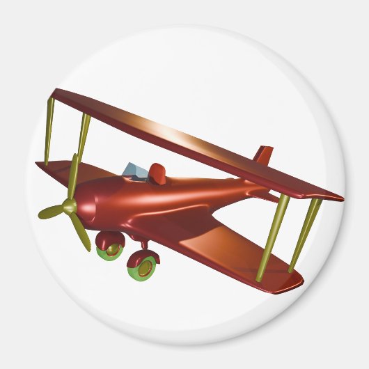 Fun Red Bi-plane Aviation Aerospace Flight Magneet (Voorkant)