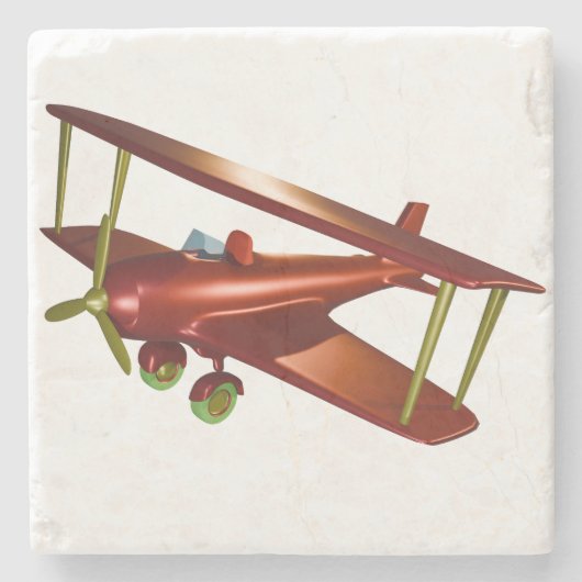 Fun Red Bi-plane Aviation Aerospace Flight Stenen Onderzetter (Voorkant)