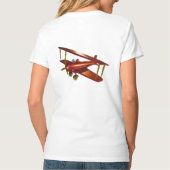 Fun Red Bi-plane Aviation Aerospace Flight T-shirt (Achterkant)