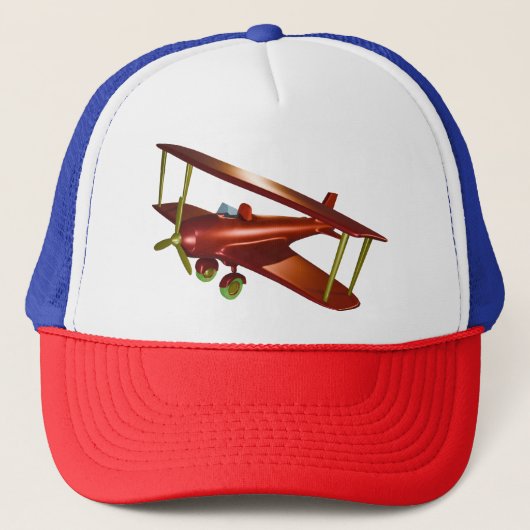 Fun Red Bi-plane Aviation Aerospace Flight Trucker Pet (Voorkant)