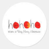 Fun Red & Black Ho Ho Ho Ho Hand-schilderde Kerstm Ronde Sticker (Voorkant)