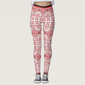 Fun Red Black Nordic Fair Isle Snowflake Motif Leggings (Voorkant)