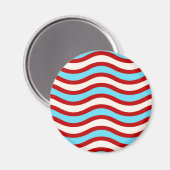 Fun Red Blauwgroen Turquoise White Wavy Lines Stri Magneet (Voorkant / Achterkant)