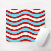 Fun Red Blauwgroen Turquoise White Wavy Lines Stri Muismat (Met muis)