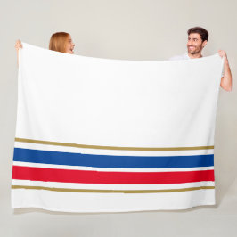 Fun Red Blue Bottom Edge Racing Stripes op Wit Fleece Deken