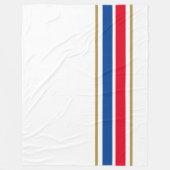 Fun Red Blue Bottom Edge Racing Stripes op Wit Fleece Deken (Voorkant)