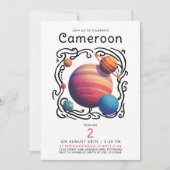 Fun Red Blue Planets Moon Galaxy Outer Space Draw Kaart (Voorkant)