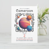 Fun Red Blue Planets Moon Galaxy Outer Space Draw Kaart (Staand voorkant)