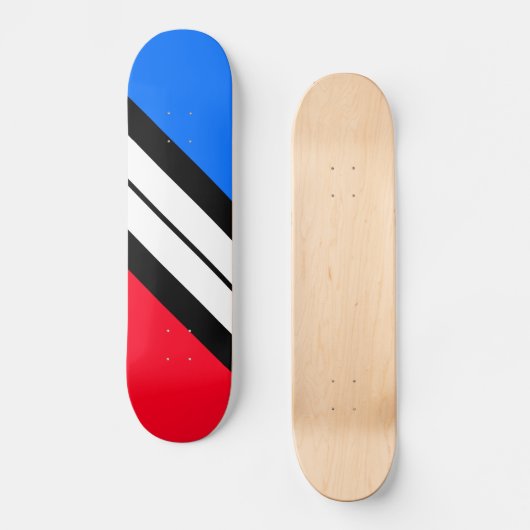 Fun Red Blue White Diagonal Racing Stripe Persoonlijk Skateboard (Voorkant)