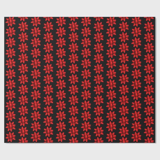 Fun Red Bows Pattern op Black Background Cadeaupapier (Vlak)
