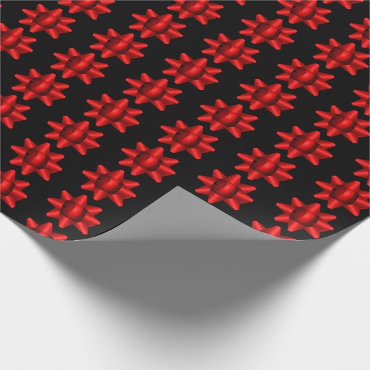 Fun Red Bows Pattern op Black Background Cadeaupapier (Hoek)