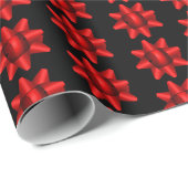 Fun Red Bows Pattern op Black Background Cadeaupapier (Rol Hoek)