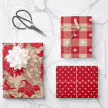 Fun Red Christmas Mix Inpakpapier Vel<br><div class="desc">Fun Red Christmas trio mix cadeaupapier.</div>