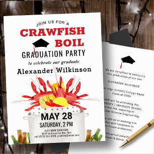 Fun Red Crawfish Boil Graduation Party Kaart
