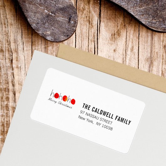 Fun Red en Black Ho Ho Ho Kerstmis Etiket