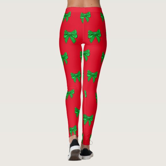 Fun Red- en Green Bow-kerstLeggings Leggings (Achterkant)