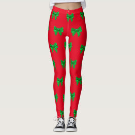 Fun Red- en Green Bow-kerstLeggings Leggings