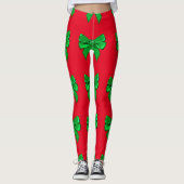 Fun Red- en Green Bow-kerstLeggings Leggings (Voorkant)