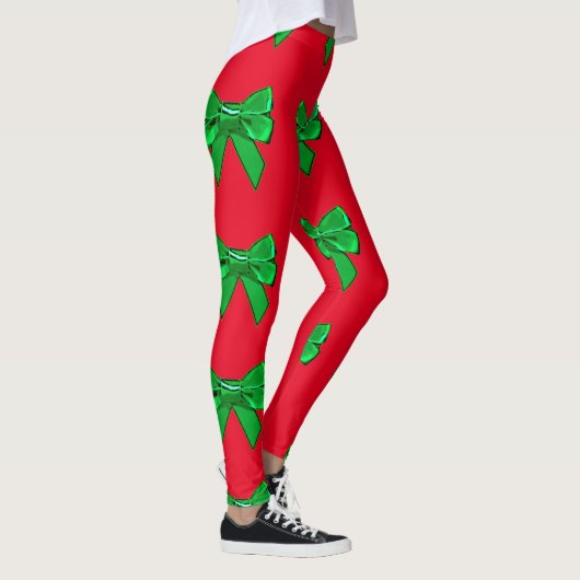 Fun Red- en Green Bow-kerstLeggings Leggings (Rechts)