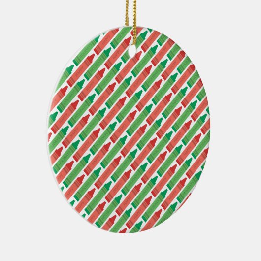 Fun Red en Green Holiday Crayon Pattern Keramisch Ornament (Rechts)