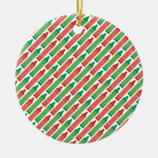 Fun Red en Green Holiday Crayon Pattern Keramisch Ornament (Voorkant)