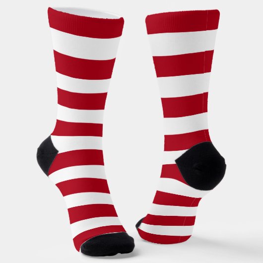Fun Red en White Stripes Kerstmis Sokken (Gebogen)