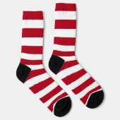 Fun Red en White Stripes Kerstmis Sokken (Rechts)