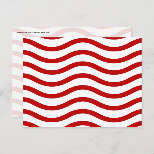 Fun Red en White Wavy Lines Stripes Patrooncadeaus Briefkaart (Voorkant / Achterkant)