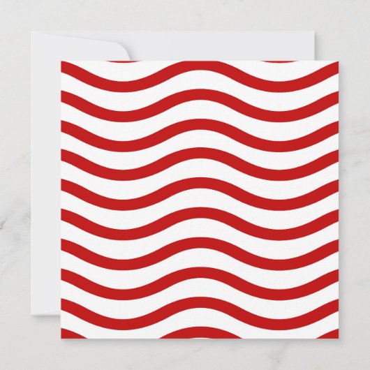 Fun Red en White Wavy Lines Stripes Patrooncadeaus Kaart (Achterkant)