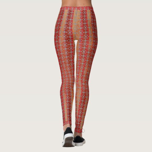 Fun Red Geometric Striped Pattern Leggings (Achterkant)