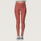 Fun Red Geometric Striped Pattern Leggings (Voorkant)