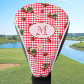 Fun Red Gingham Aardbeien Custom Monogram Golfheadcover