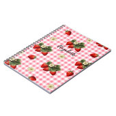 Fun Red Gingham Strawberry Custom Name Notitieboek (Linkerzijde)