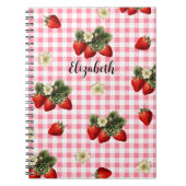 Fun Red Gingham Strawberry Custom Name Notitieboek (Voorkant)