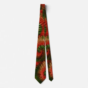Fun Red Gold en Green Retro Tie Dye Stropdas