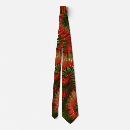 Fun Red Gold en Green Retro Tie Dye Stropdas (Achterkant)