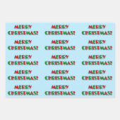 Fun Red & Green Art Deco Style "MERRY CHRISTMAS!" Inpakpapier Vel (Voorkant 3)