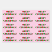 Fun Red & Green Art Deco Style "MERRY CHRISTMAS!" Inpakpapier Vel (Voorkant 2)