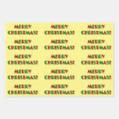 Fun Red & Green Art Deco Style "MERRY CHRISTMAS!" Inpakpapier Vel (Voorkant)