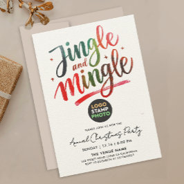 Fun Red Green Christmas Company Logo Brush Script Kaart