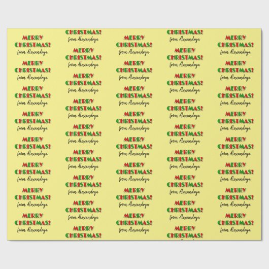 Fun Red & Green "MERRY CHRISTMAS!", aangepaste naa Cadeaupapier (Vlak)