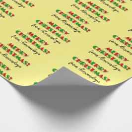 Fun Red & Green "MERRY CHRISTMAS!", aangepaste naa Cadeaupapier
