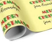 Fun Red & Green "MERRY CHRISTMAS!", aangepaste naa Cadeaupapier (Rol Hoek)