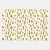 Fun Red Green Yellow Abstract Pine Tree Patroon Inpakpapier Vel (Voorkant)