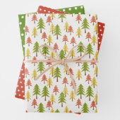 Fun Red Green Yellow Abstract Pine Tree Patroon Inpakpapier Vel (In situ)