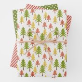 Fun Red Green Yellow Abstract Pine Tree Patroon Inpakpapier Vel (In situ)
