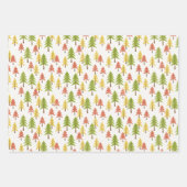 Fun Red Green Yellow Abstract Pine Tree Patroon Inpakpapier Vel (Voorkant)