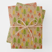 Fun Red Green Yellow Abstract Pine Tree Patroon Inpakpapier Vel (In situ)