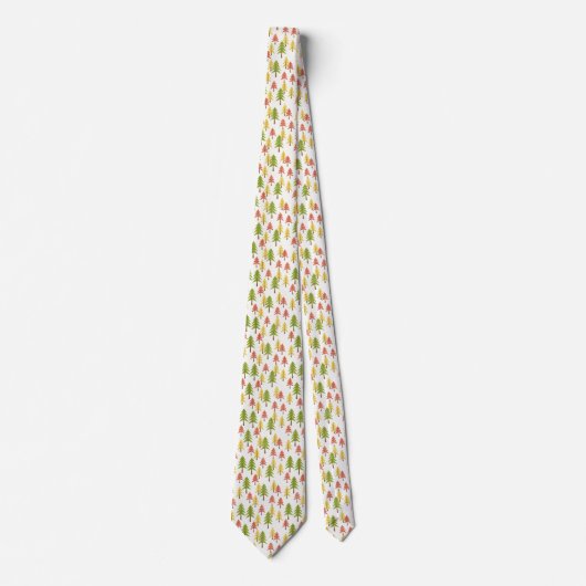 Fun Red Green Yellow Abstract Pine Trees Pattern Stropdas (Voorkant)