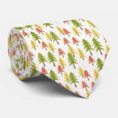 Fun Red Green Yellow Abstract Pine Trees Pattern Stropdas (Opgerold)